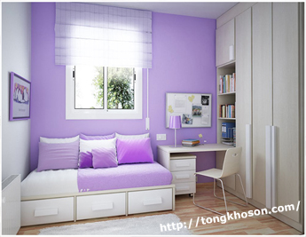 Sơn phòng ngủ vợ chồng màu tím đẹp